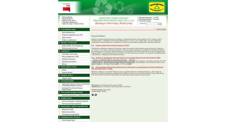 REGIONALNY ZAKŁAD UTYLIZACJI ODPADÓW KOMUNALNYCH RYPIN SP Z O O